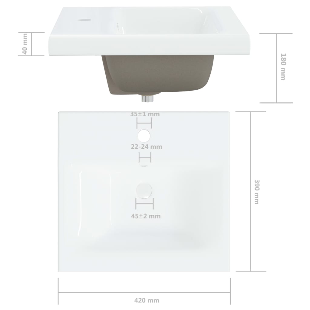 Inbouwwastafel Met Kraan Keramiek Wit 42 x 39 x 18 cm