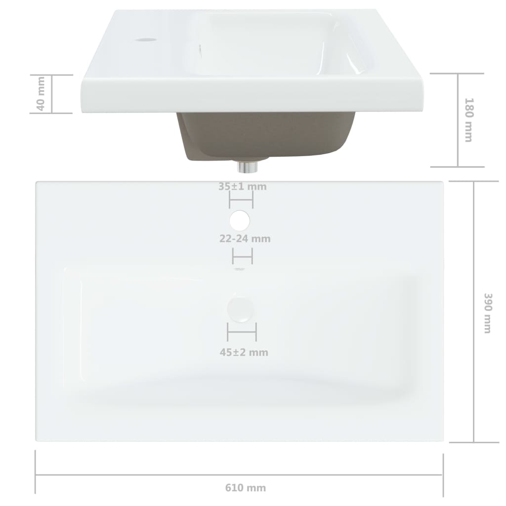 Inbouwwastafel met kraan 61x39x18 cm keramiek wit 61 x 39 x 18 cm