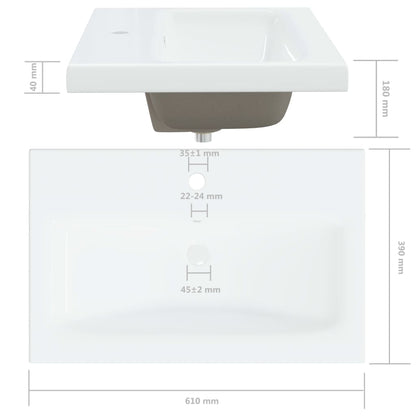 Inbouwwastafel met kraan 61x39x18 cm keramiek wit 61 x 39 x 18 cm