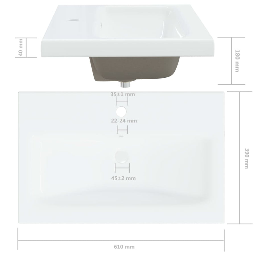 Inbouwwastafel met kraan 61x39x18 cm keramiek wit 61 x 39 x 18 cm