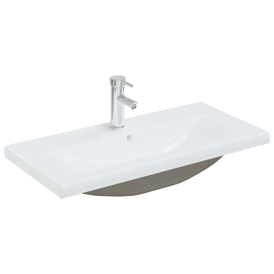 Inbouwwastafel met kraan 81x39x18 cm keramiek wit 81 x 39 x 18 cm