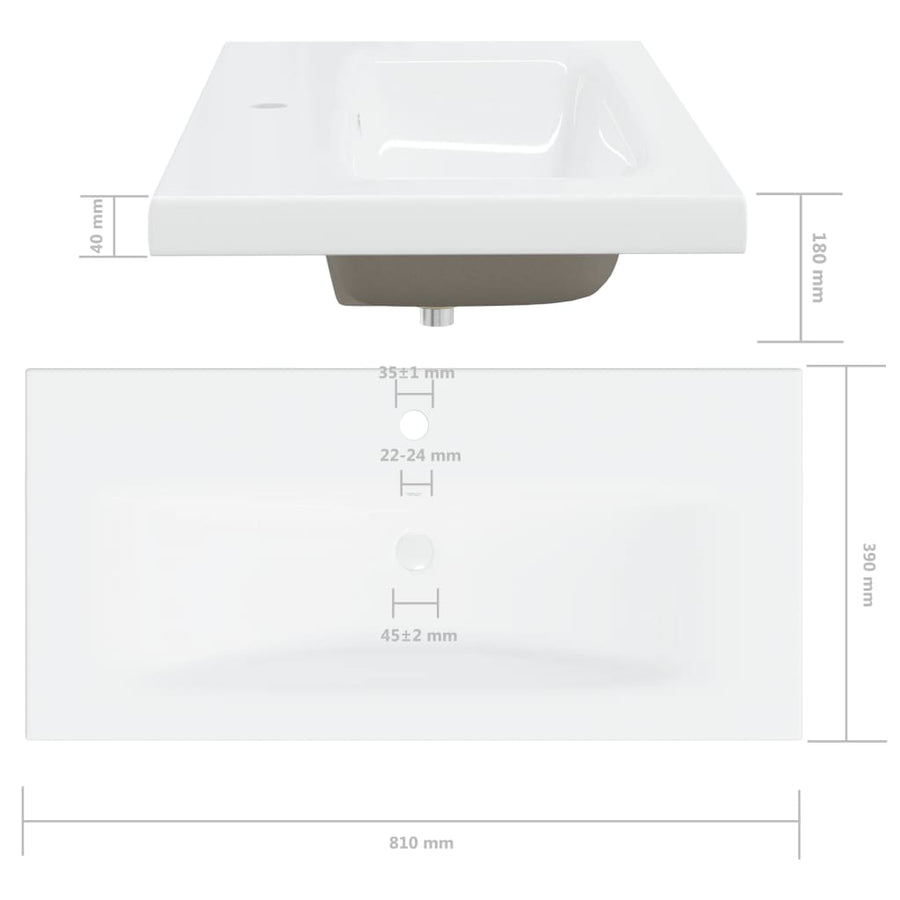 Inbouwwastafel met kraan 81x39x18 cm keramiek wit 81 x 39 x 18 cm