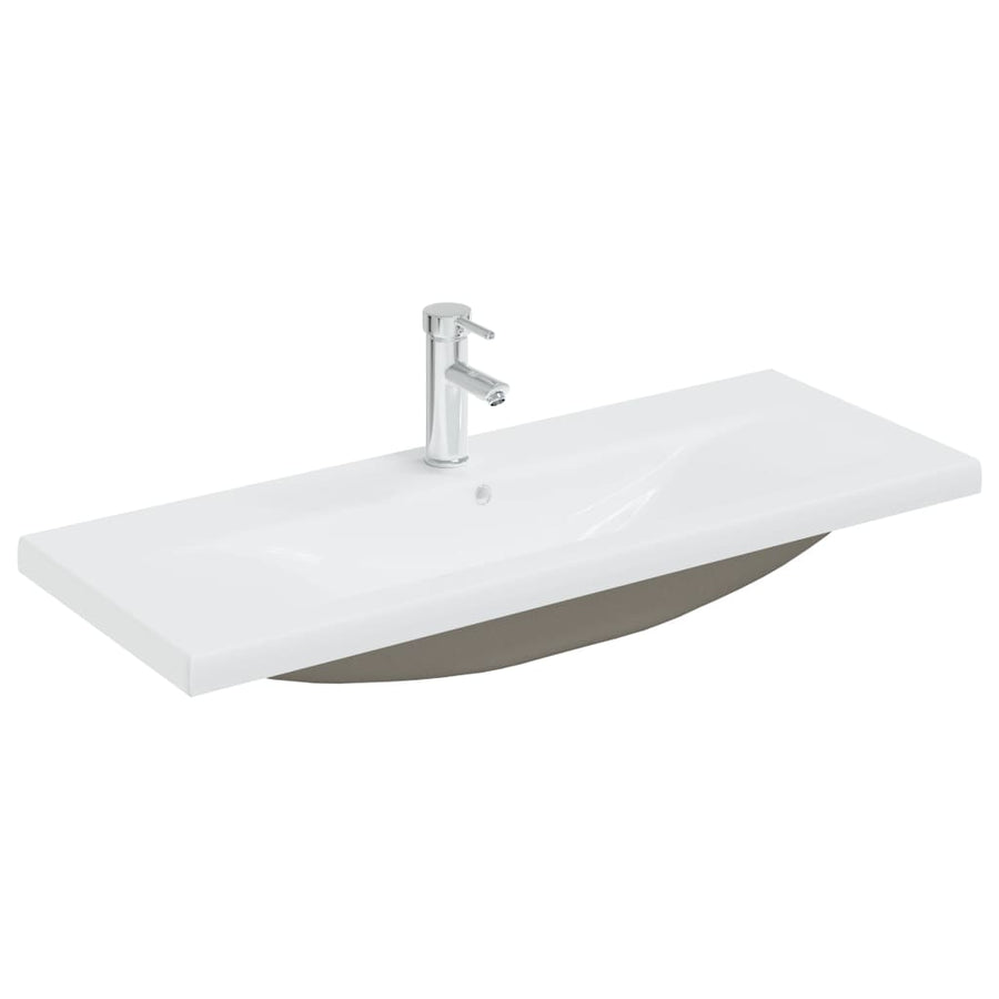 Inbouwwastafel met kraan 101x39x18 cm keramiek wit 101 x 39 x 18 cm