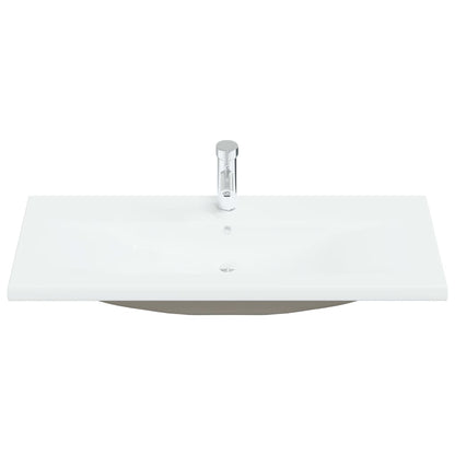 Inbouwwastafel met kraan 101x39x18 cm keramiek wit 101 x 39 x 18 cm