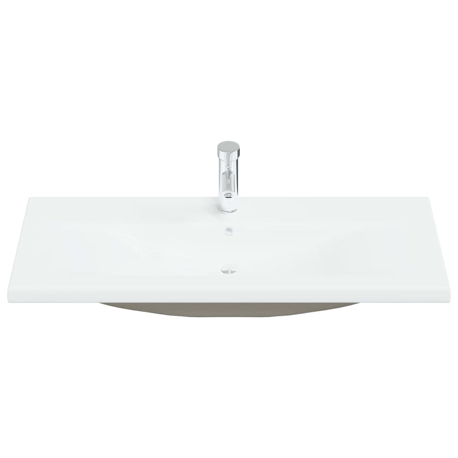 Inbouwwastafel met kraan 101x39x18 cm keramiek wit 101 x 39 x 18 cm
