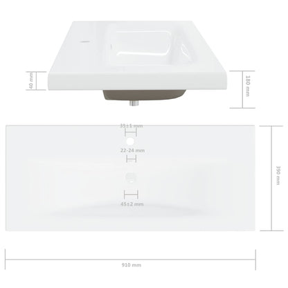 Inbouwwastafel met kraan 101x39x18 cm keramiek wit 101 x 39 x 18 cm