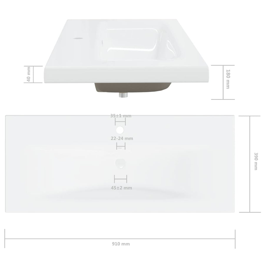 Inbouwwastafel met kraan 101x39x18 cm keramiek wit 101 x 39 x 18 cm