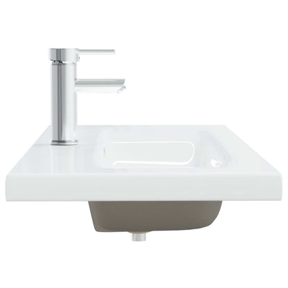 Inbouwwastafel met kraan 101x39x18 cm keramiek wit 101 x 39 x 18 cm