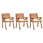 Tuinstoelen 3 st massief acaciahout crème