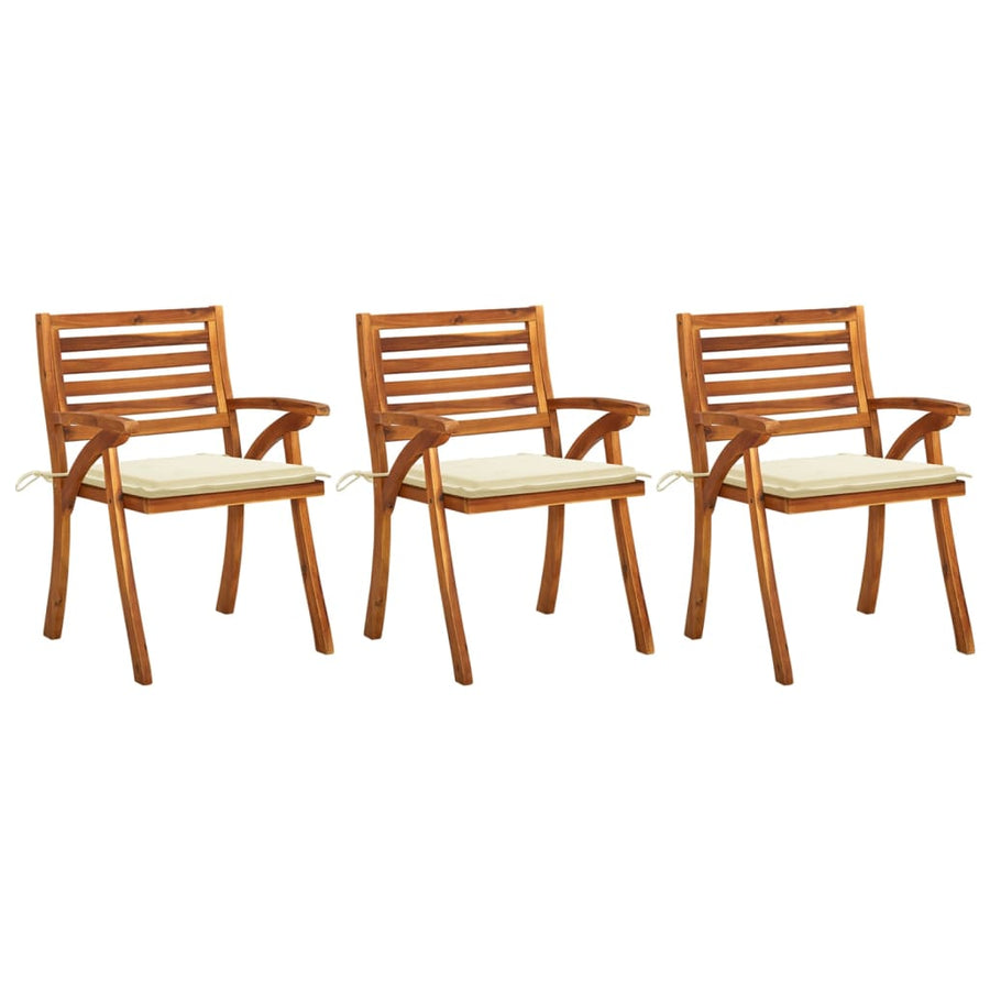 Tuinstoelen Met Kussens Massief Acaciahout 3 Crème