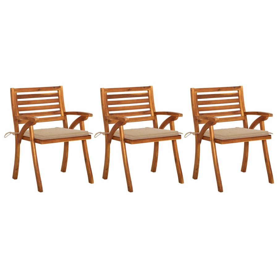 Tuinstoelen Met Kussens Massief Acaciahout 1 3 Beige