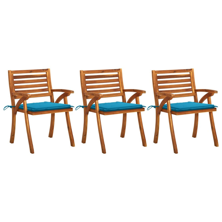Tuinstoelen Met Kussens Massief Acaciahout 3 Blauw