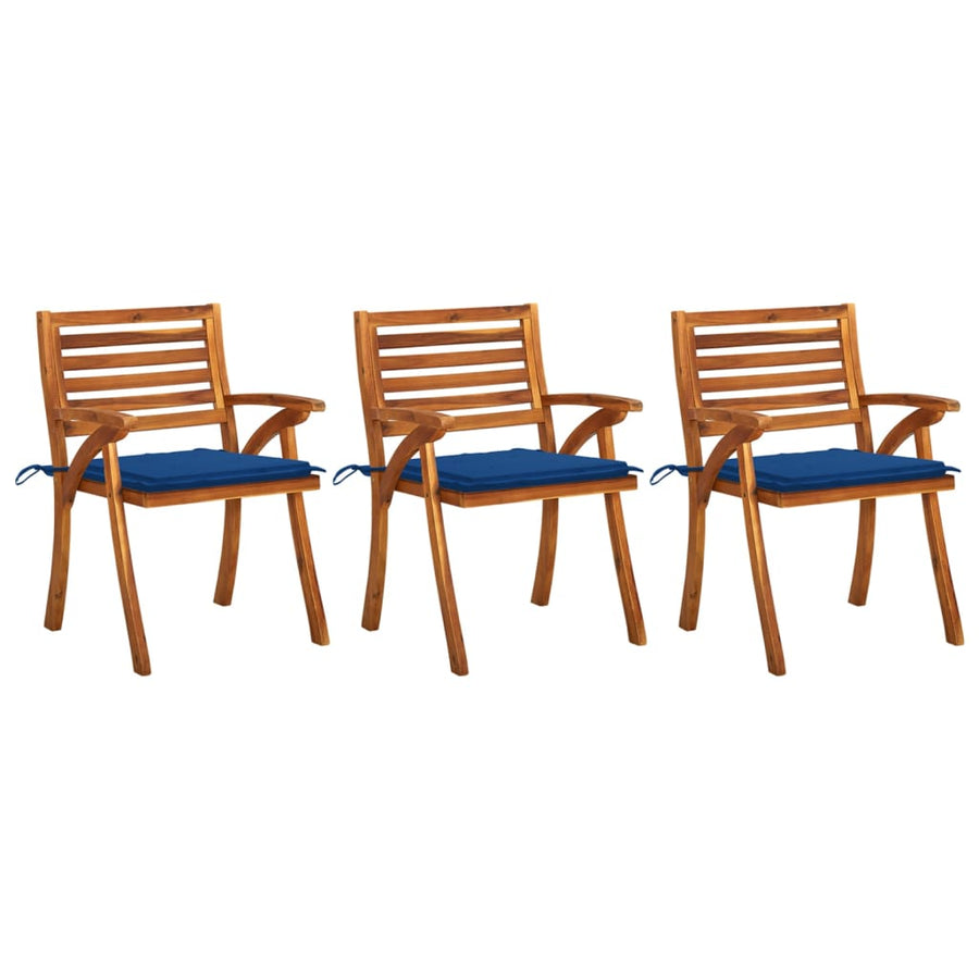 Tuinstoelen Met Kussens Massief Acaciahout 3 koningsblauw
