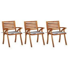 Tuinstoelen Met Kussens Massief Acaciahout 3 Grijs ruitpatroon