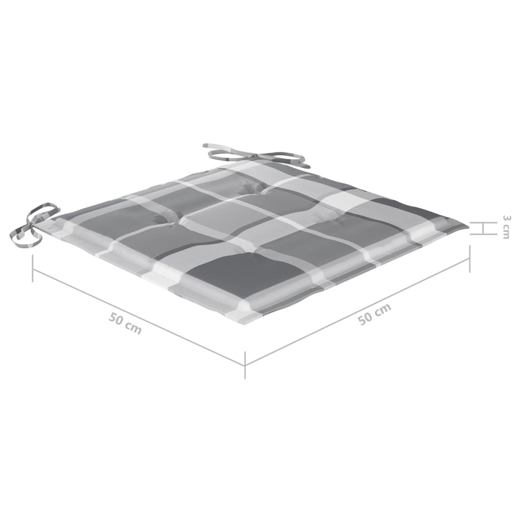 Tuinstoelen Met Kussens Massief Acaciahout 3 Grijs ruitpatroon