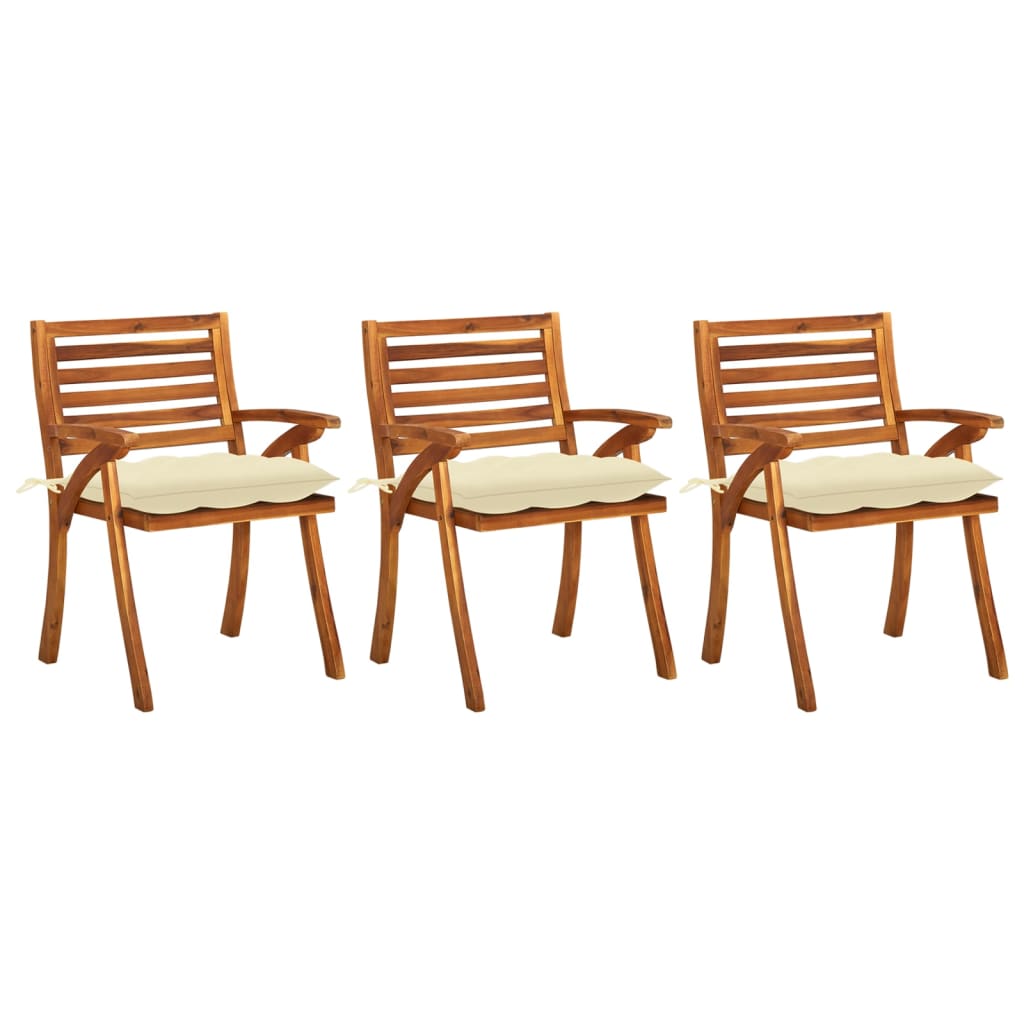 Tuinstoelen Met Kussens Massief Acaciahout 3 Crème