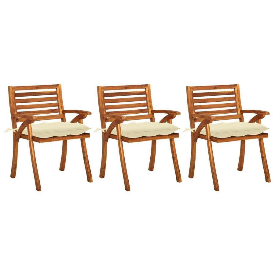 Tuinstoelen Met Kussens Massief Acaciahout 3 Crème