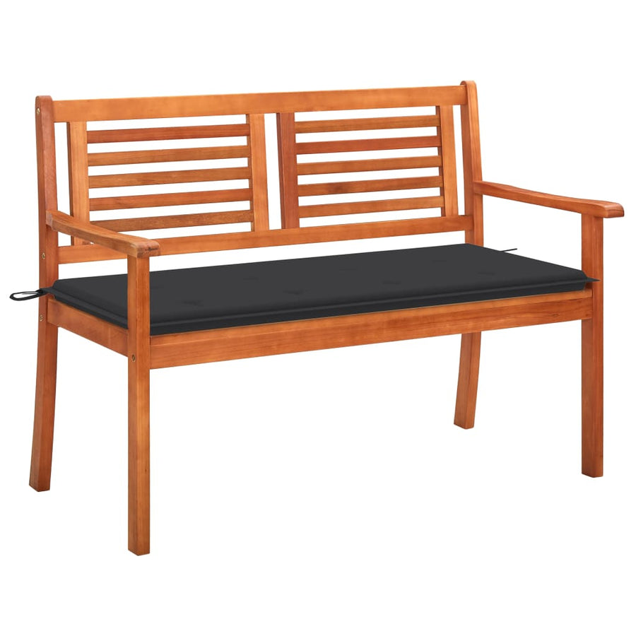 Tuinbank 2-Zits Met Kussen 120 Cm Massief Eucalyptushout Antraciet