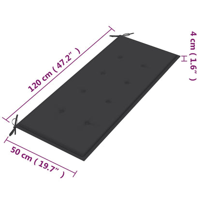Tuinbank 2-Zits Met Kussen 120 Cm Massief Eucalyptushout Antraciet