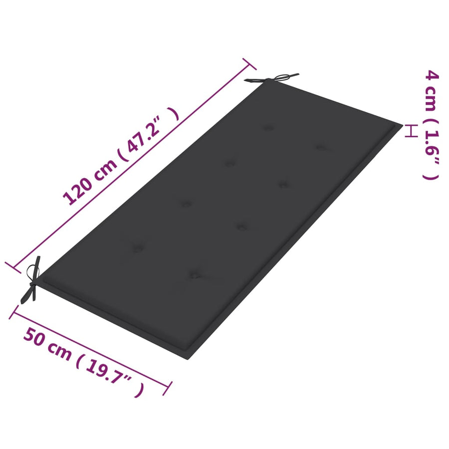 Tuinbank 2-Zits Met Kussen 120 Cm Massief Eucalyptushout Antraciet