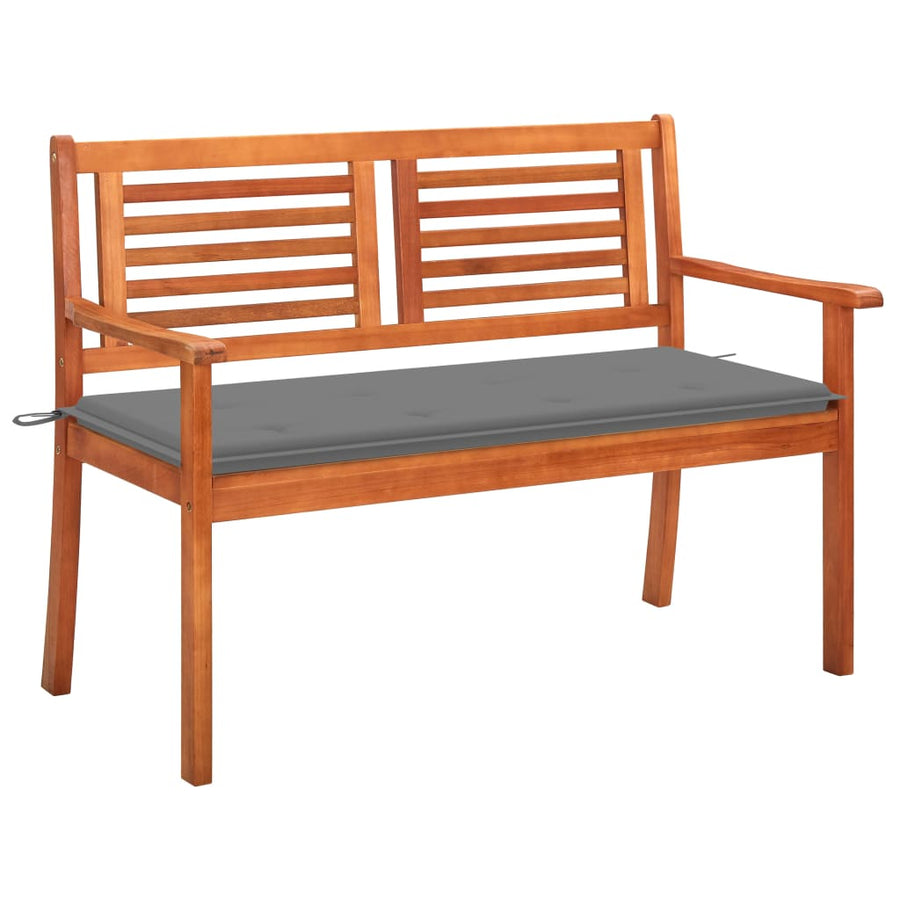 Tuinbank 2-Zits Met Kussen 120 Cm Massief Eucalyptushout Grijs