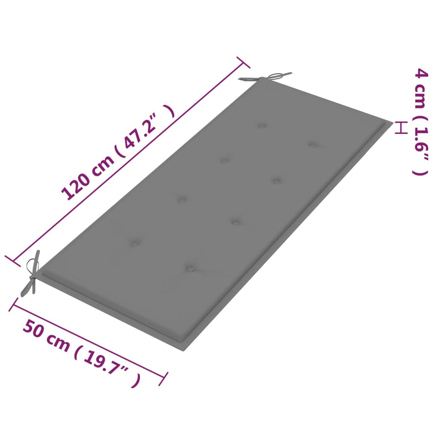Tuinbank 2-Zits Met Kussen 120 Cm Massief Eucalyptushout Grijs