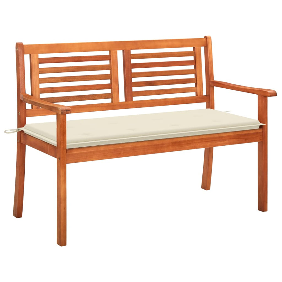 Tuinbank 2-Zits Met Kussen Massief Eucalyptushout 120 cm Crème