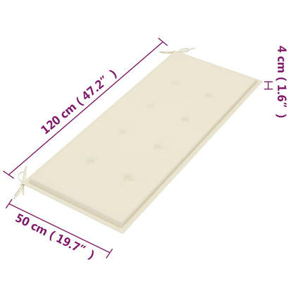 Tuinbank 2-Zits Met Kussen Massief Eucalyptushout 120 cm Crème