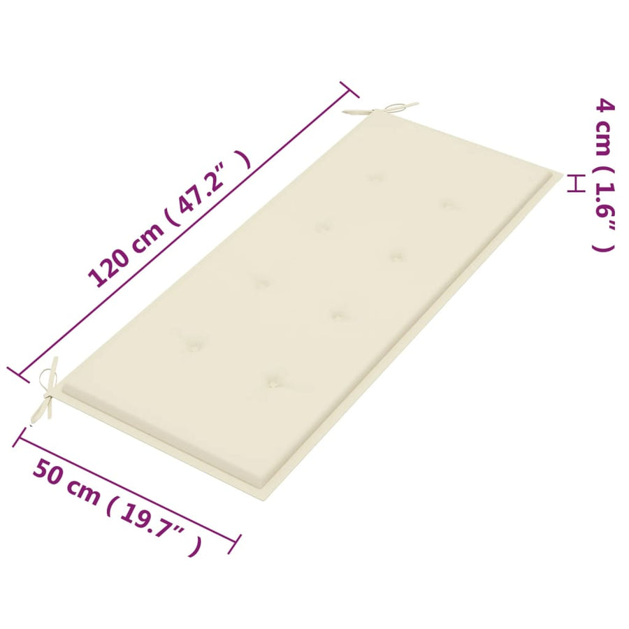 Tuinbank 2-Zits Met Kussen Massief Eucalyptushout 120 cm Crème