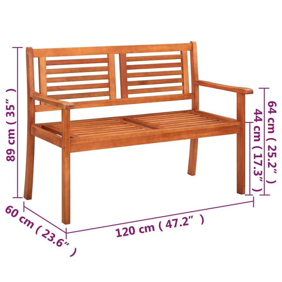 Tuinbank 2-Zits Met Kussen Massief Eucalyptushout 120 cm Crème