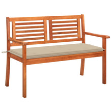 Tuinbank 2-Zits Met Kussen 120 Cm Massief Eucalyptushout Beige