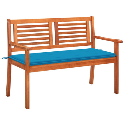 Tuinbank 2-Zits Met Kussen Massief Eucalyptushout 120 cm Blauw