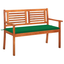 Tuinbank 2-Zits Met Kussen Massief Eucalyptushout 120 cm Groen