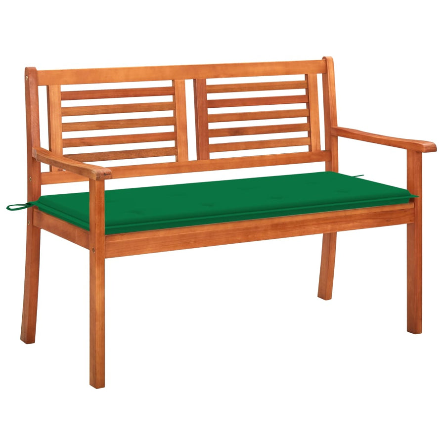 Tuinbank 2-Zits Met Kussen Massief Eucalyptushout 120 cm Groen