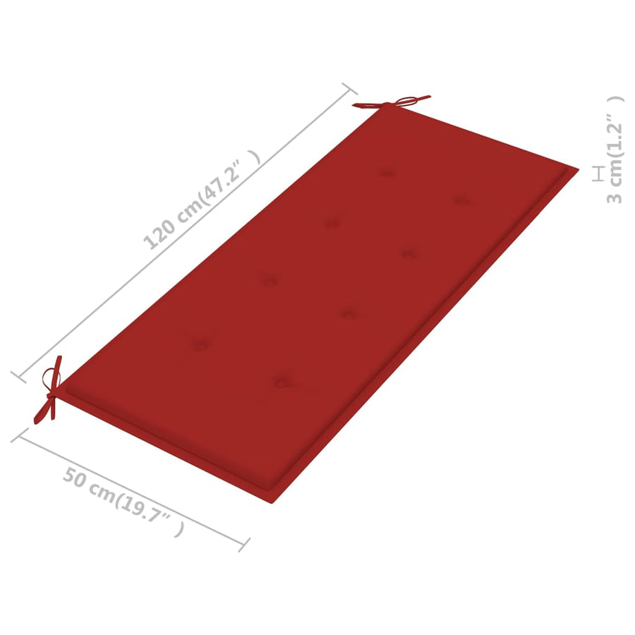 Tuinbank 2-Zits Met Kussen Massief Eucalyptushout 120 cm Rood