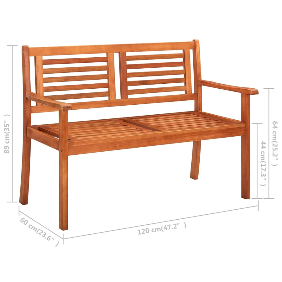 Tuinbank 2-Zits Met Kussen Massief Eucalyptushout 120 cm Rood
