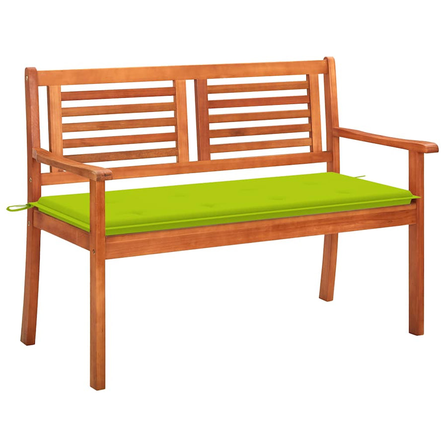 Tuinbank 2-Zits Met Kussen Massief Eucalyptushout Heldergroen 120 cm