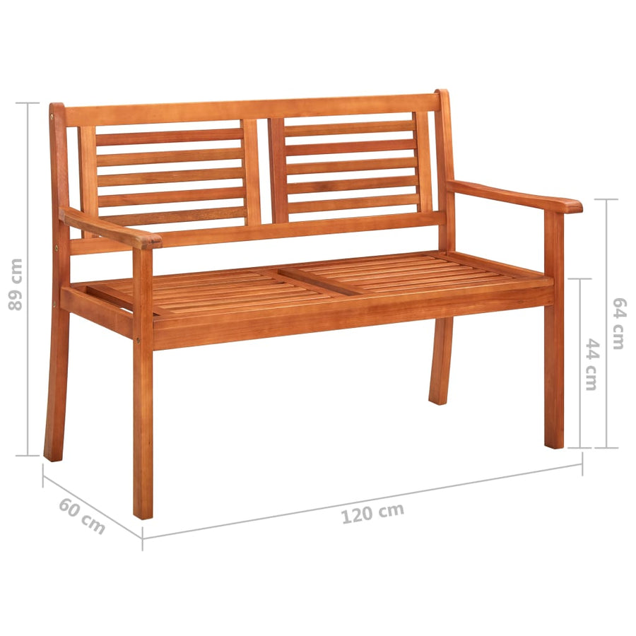 Tuinbank 2-Zits Met Kussen Massief Eucalyptushout 120 cm