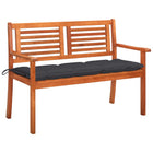 2-Seater Garden Bench with Cushion Solid Eucalyptus Wood Anthracite 120 cm