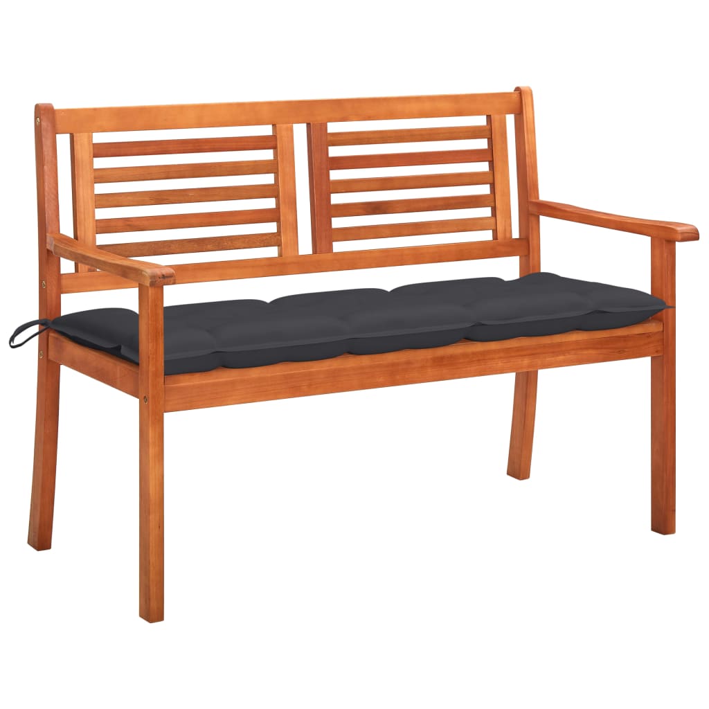 Tuinbank 2-Zits Met Kussen Massief Eucalyptushout Antraciet 120 cm
