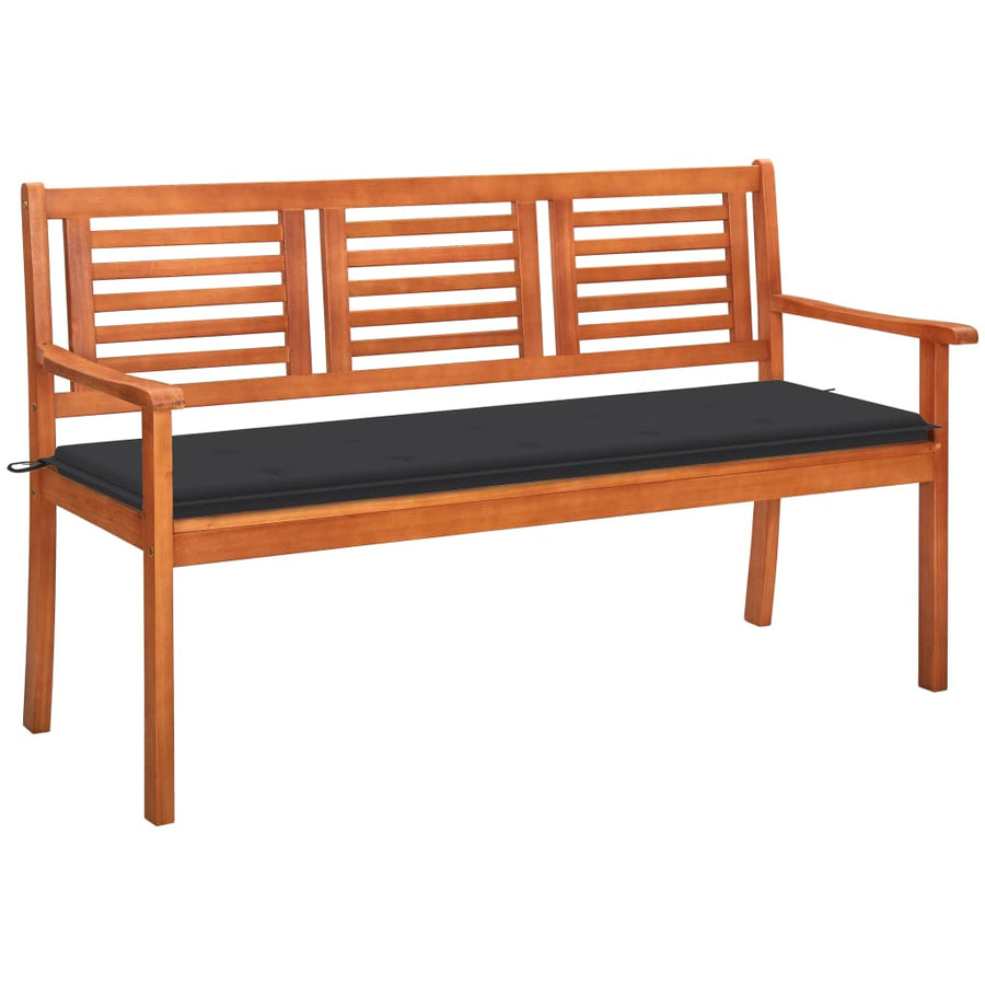 Tuinbank 3-Zits Met Kussen Massief Eucalyptushout 150 cm