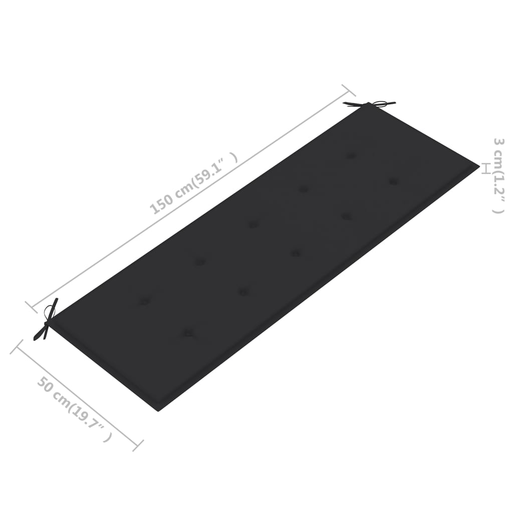 Tuinbank 3-Zits Met Kussen Massief Eucalyptushout 150 cm