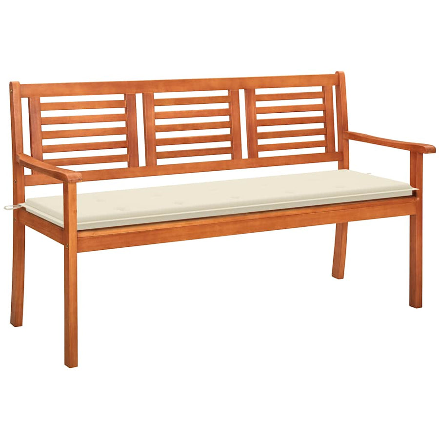 Tuinbank 3-Zits Met Kussen Massief Eucalyptushout 150 cm