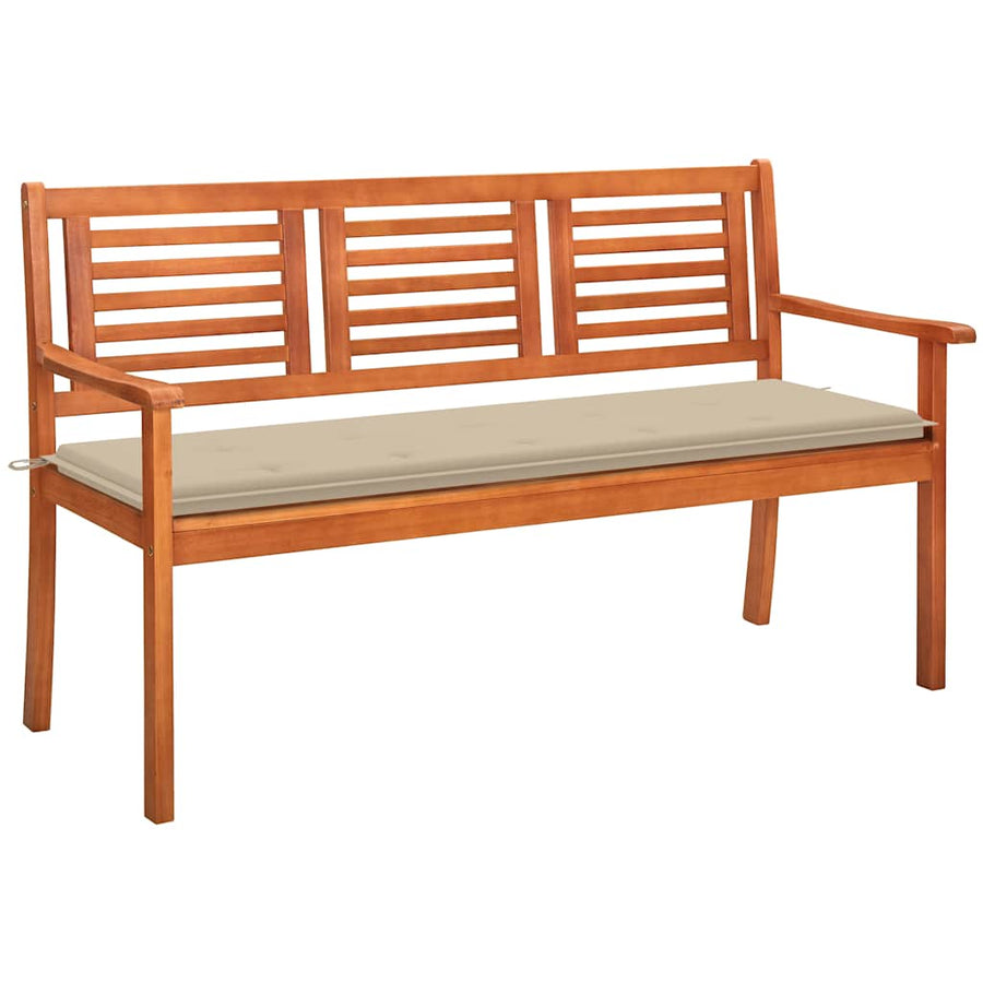 Tuinbank 3-Zits Met Kussen Massief Eucalyptushout 150 cm