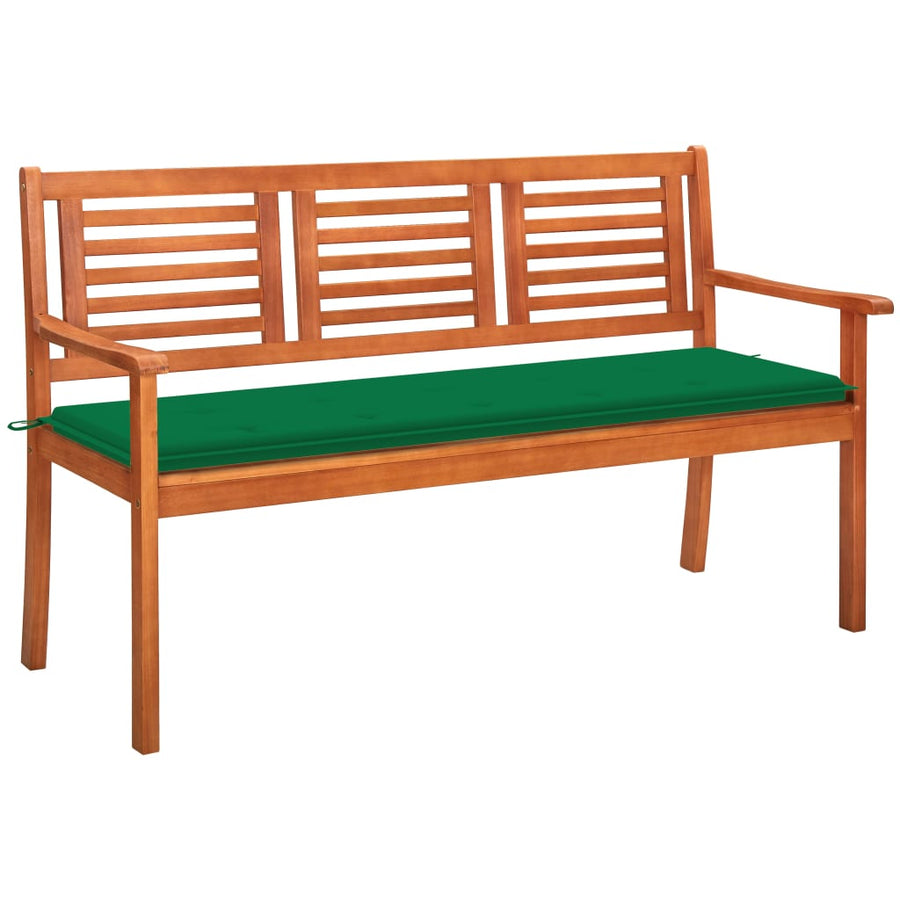 Tuinbank 3-Zits Met Kussen Massief Eucalyptushout 150 cm