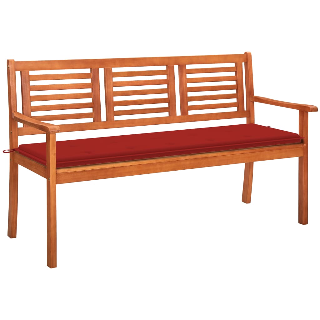 Tuinbank 3-Zits Met Kussen Massief Eucalyptushout 150 cm