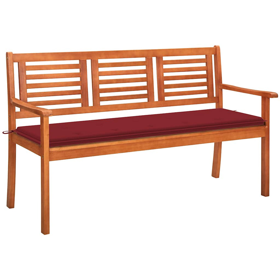 Tuinbank 3-Zits Met Kussen Massief Eucalyptushout 150 cm