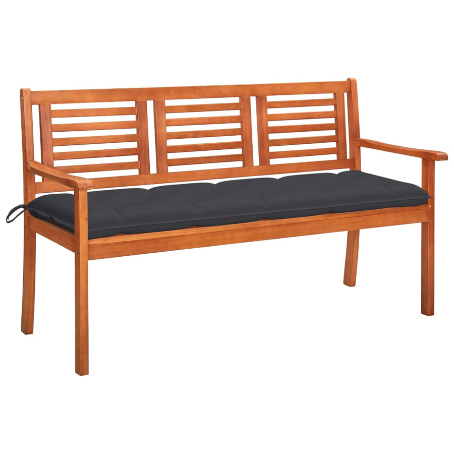 Tuinbank 3-Zits Met Kussen Massief Eucalyptushout 150 cm