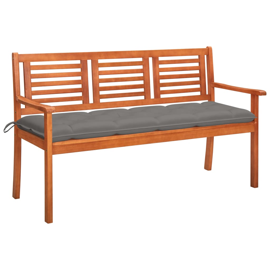 Tuinbank 3-Zits Met Kussen Massief Eucalyptushout 150 cm