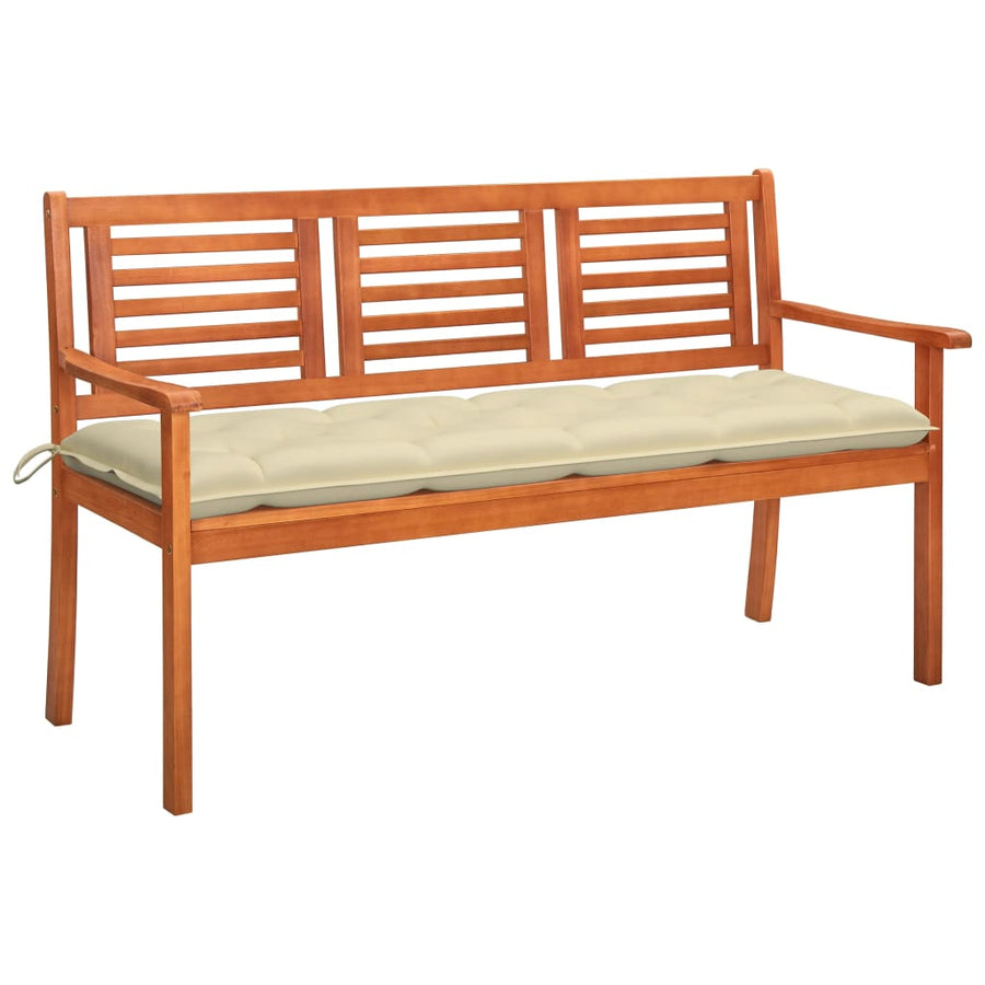 Tuinbank 3-Zits Met Kussen Massief Eucalyptushout 150 cm